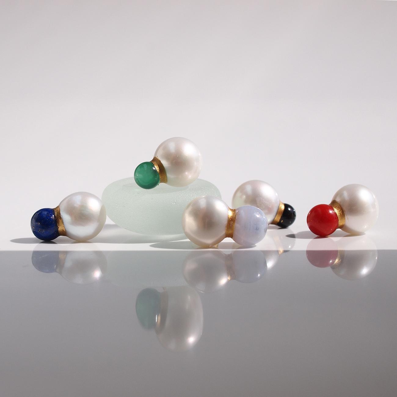 パール×天然石の金継ぎパール　ピアス・イヤリング　全5色　カラーオーダー可　推し色で選べるアクセサリー